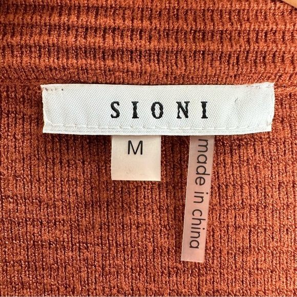 Sioni Burnt Orange Ribbed Open Front Long Cardigan Sweater, Medium - Picture 8 of 8